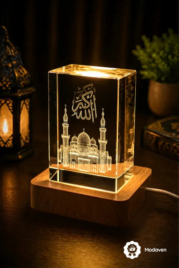 Modaven İslami Motifli 3D Kristal Lamba