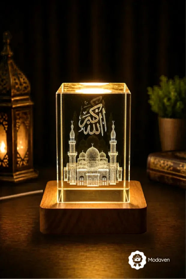 Modaven İslami Motifli 3D Kristal Lamba